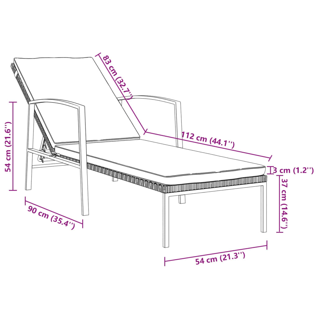 Ligbedden 2 st met tafel poly rattan zwart is nu te koop bij PeponiXL, paradijselijk wonen!