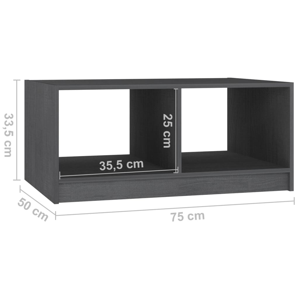 Salontafel 75x50x33,5 cm massief grenenhout grijs is nu te koop bij PeponiXL, paradijselijk wonen!
