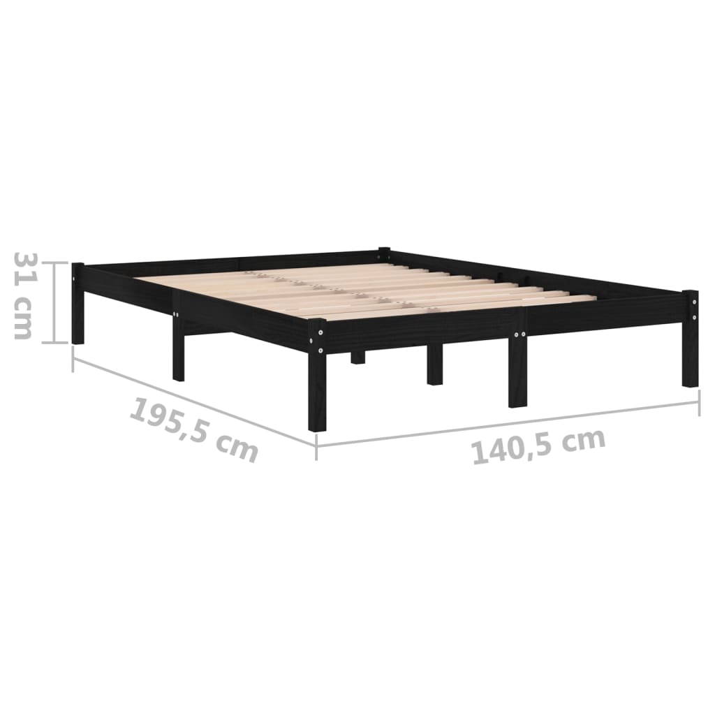 Bedframe massief hout zwart 135x190 cm is nu te koop bij PeponiXL, paradijselijk wonen!