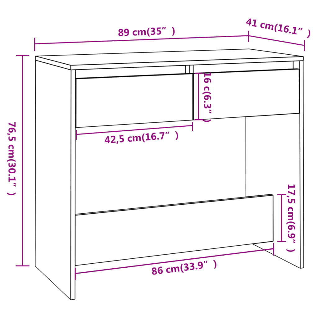Wandtafel 89x41x76,5 cm bewerkt hout grijs sonoma eikenkleurig is nu te koop bij PeponiXL, paradijselijk wonen!
