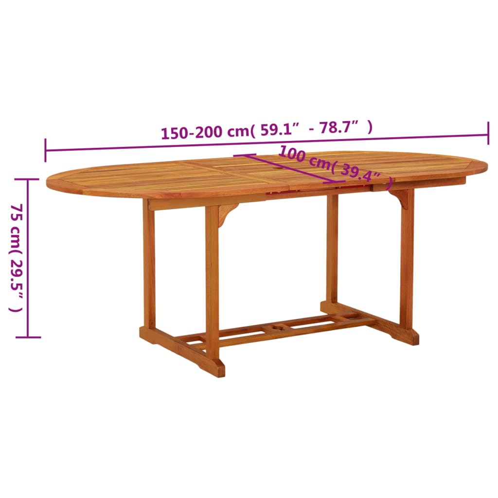 Tuintafel 200x100x75 cm massief eucalyptushout is nu te koop bij PeponiXL, paradijselijk wonen!