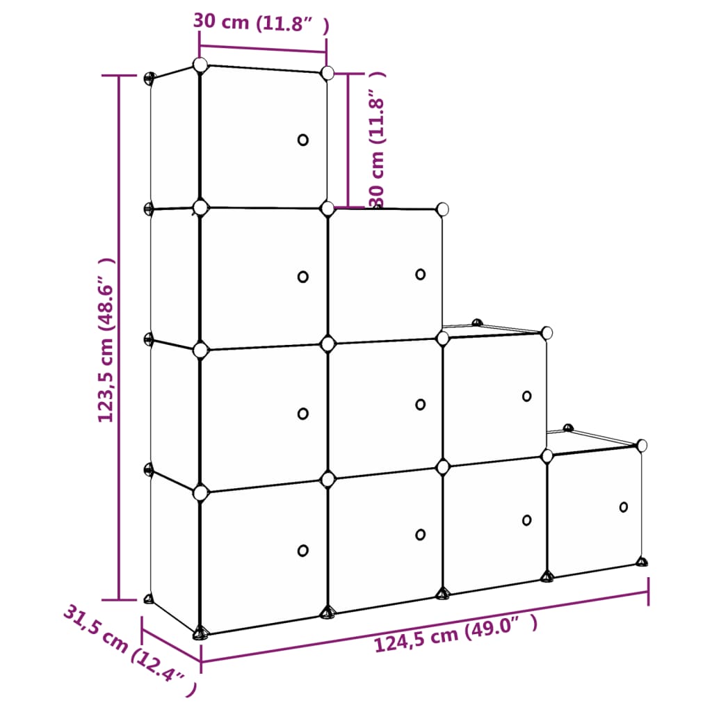 Kubus Opbergkast voor Kinderen met 10 Kubussen Wit PP is nu te koop bij PeponiXL, paradijselijk wonen!