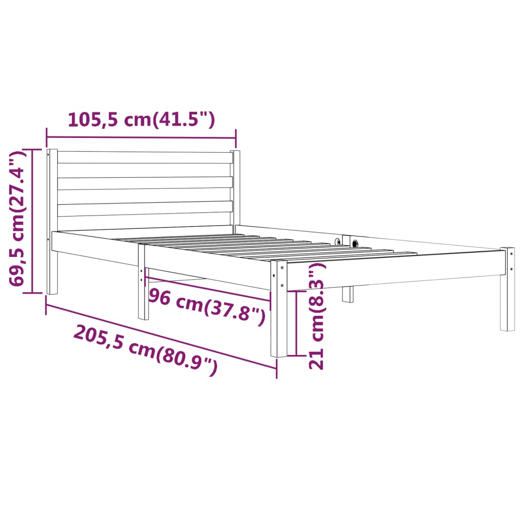 Bedframe massief grenenhout 100x200 cm is nu te koop bij PeponiXL, paradijselijk wonen!