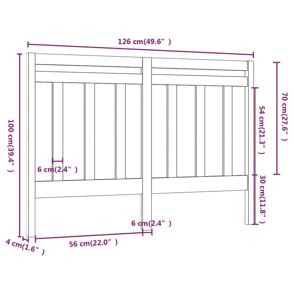 Hoofdbord 126x4x100 cm massief grenenhout grijs is nu te koop bij PeponiXL, paradijselijk wonen!