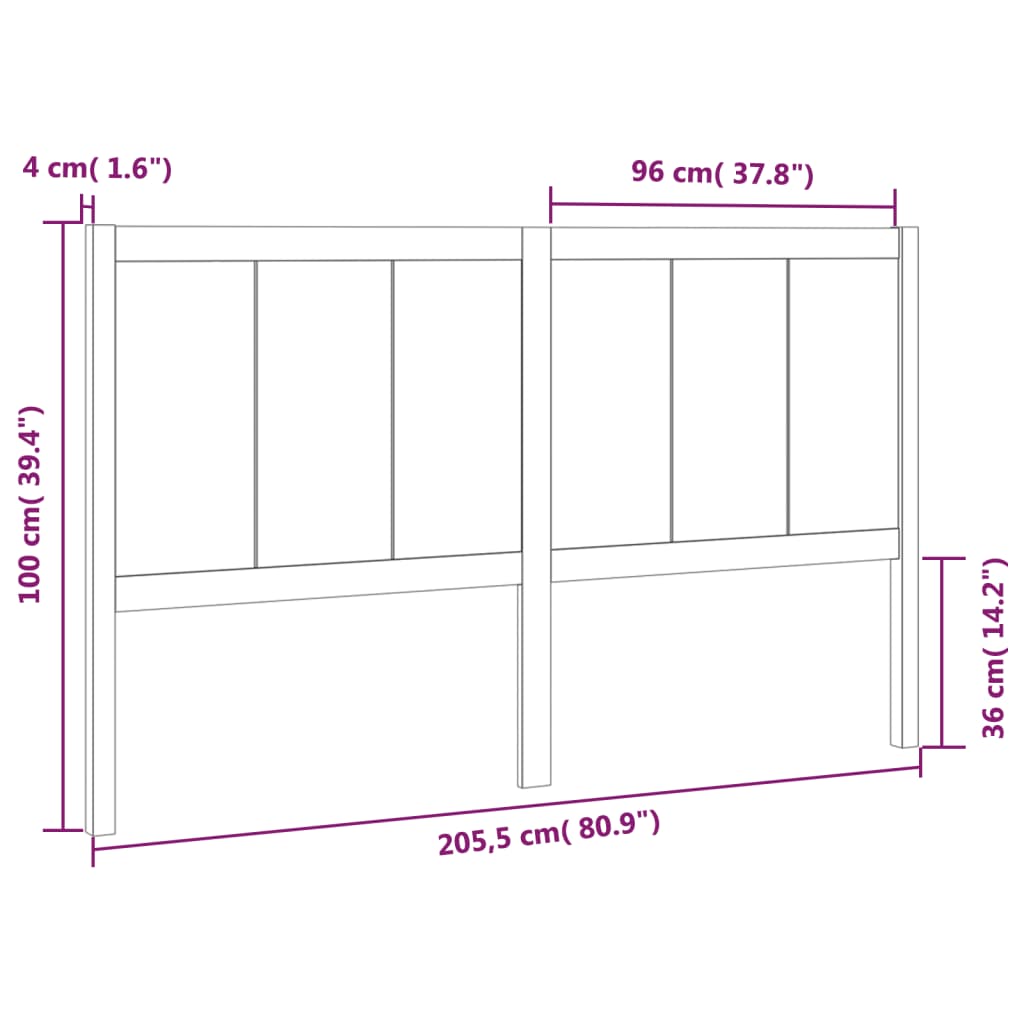 Hoofdbord 205,5x4x100 cm massief grenenhout honingbruin is nu te koop bij PeponiXL, paradijselijk wonen!