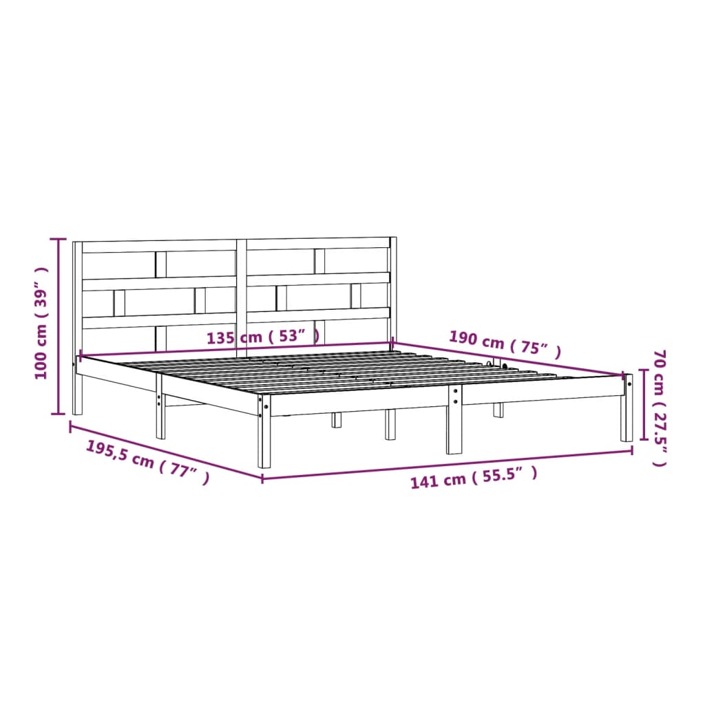 Bedframe massief hout 135x190 cm is nu te koop bij PeponiXL, paradijselijk wonen!