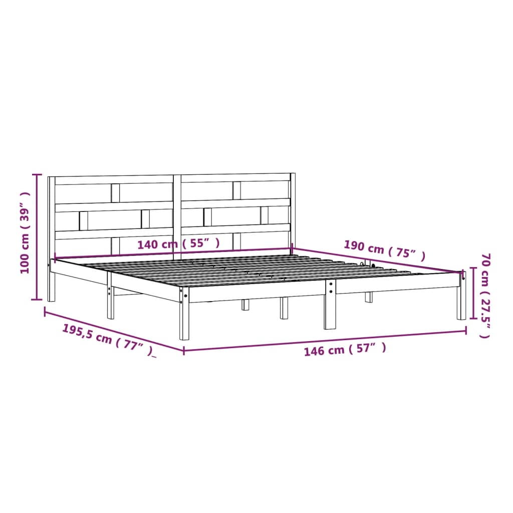 Bedframe massief grenenhout zwart 140x190 cm is nu te koop bij PeponiXL, paradijselijk wonen!