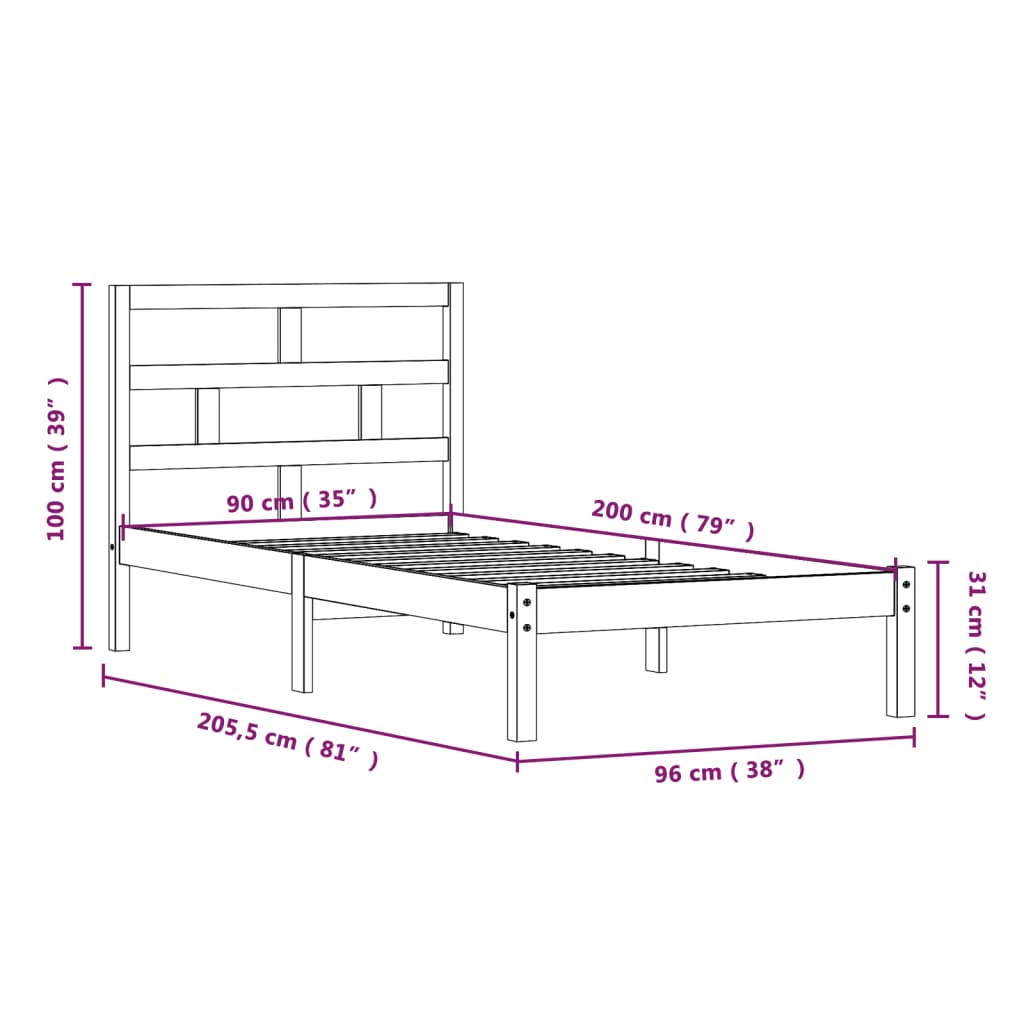 Bedframe massief grenenhout wit 90x200 cm is nu te koop bij PeponiXL, paradijselijk wonen!