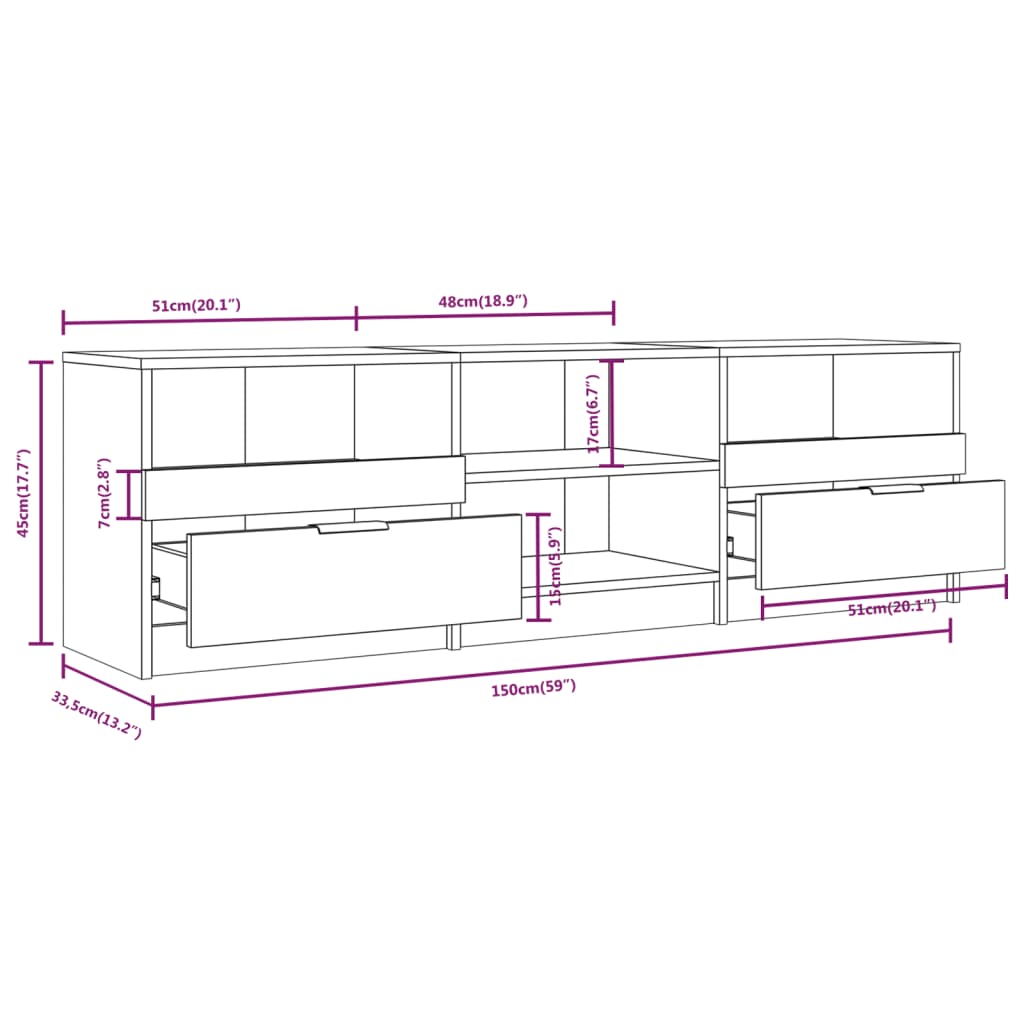 Tv-meubel 150x33,5x45 cm bewerkt hout betongrijs is nu te koop bij PeponiXL, paradijselijk wonen!