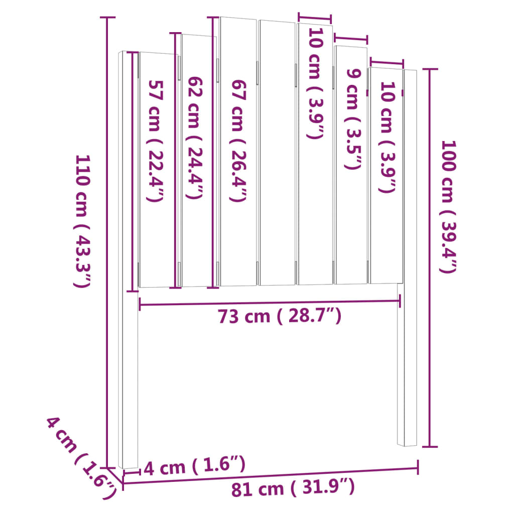 Hoofdbord 81x4x110 cm massief grenenhout zwart is nu te koop bij PeponiXL, paradijselijk wonen!