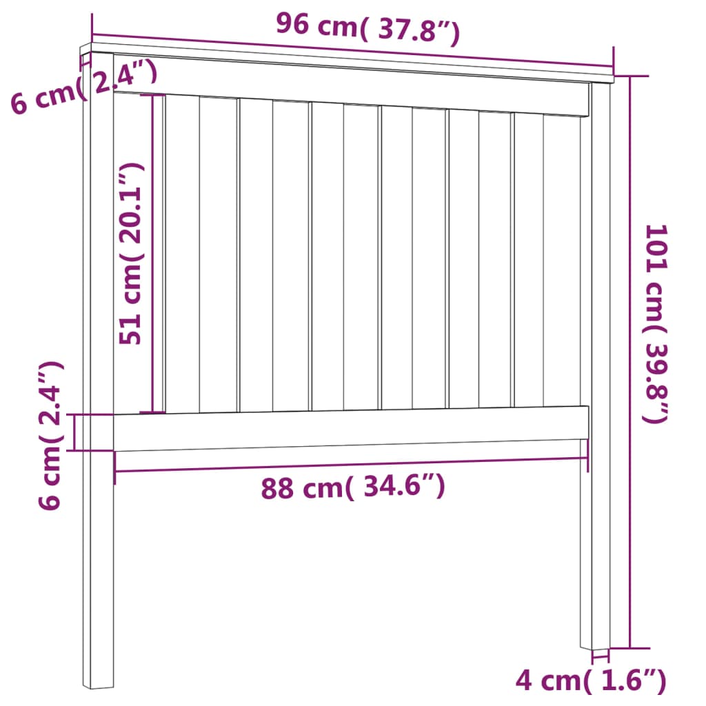 Hoofdbord 96x6x101 cm massief grenenhout grijs is nu te koop bij PeponiXL, paradijselijk wonen!