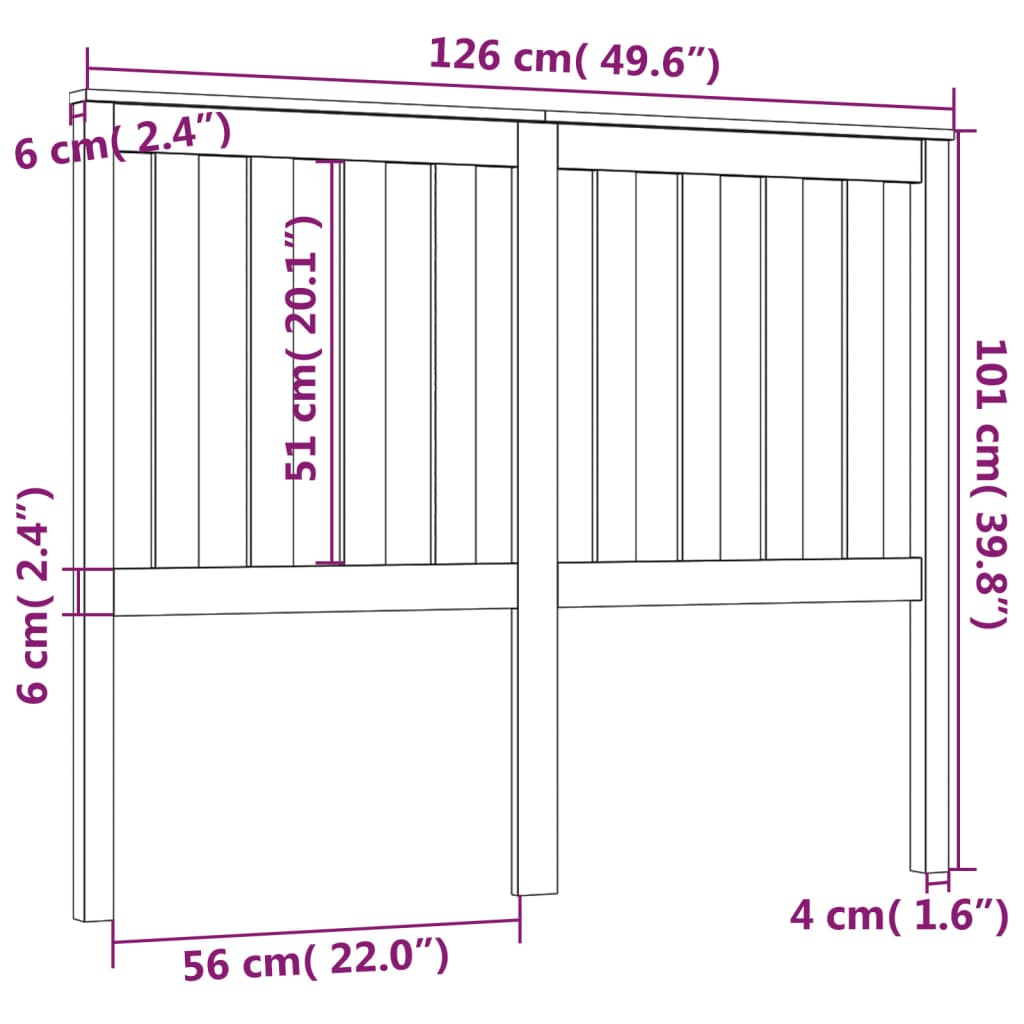 Hoofdbord 126x6x101 cm massief grenenhout zwart is nu te koop bij PeponiXL, paradijselijk wonen!