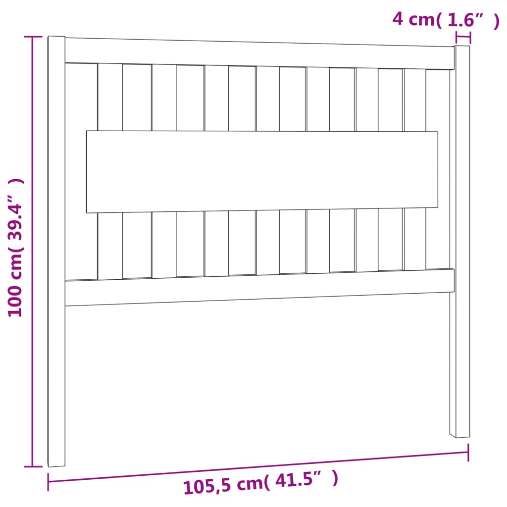 Hoofdbord 105,5x4x100 cm massief grenenhout is nu te koop bij PeponiXL, paradijselijk wonen!