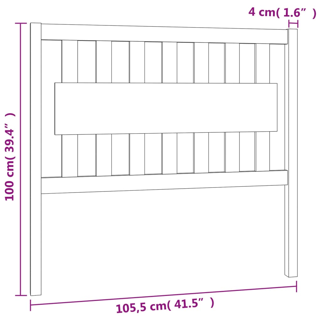 Hoofdbord 105,5x4x100 cm massief grenenhout grijs is nu te koop bij PeponiXL, paradijselijk wonen!