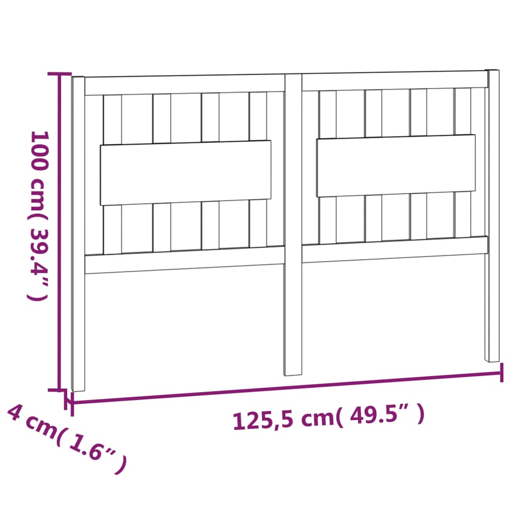 Hoofdbord 125,5x4x100 cm massief grenenhout zwart is nu te koop bij PeponiXL, paradijselijk wonen!