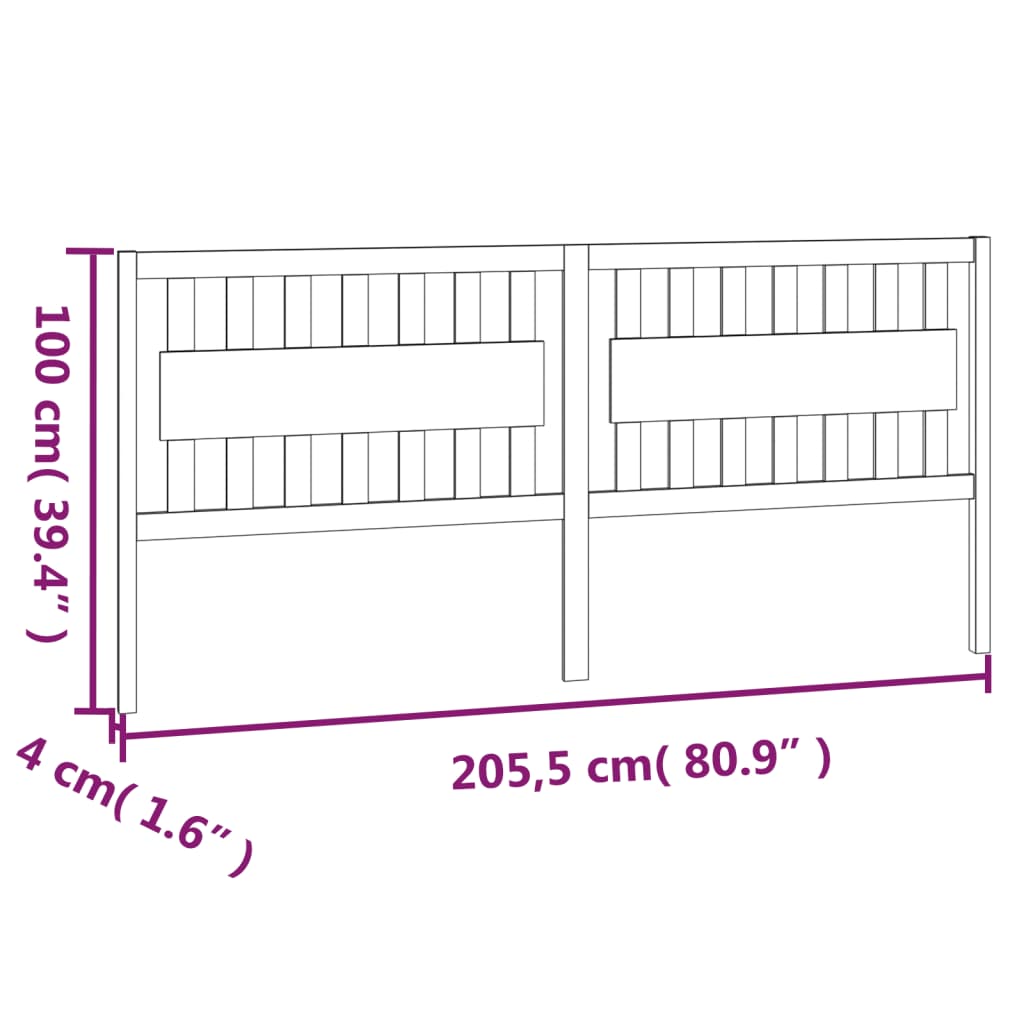 Hoofdbord 205,5x4x100 cm massief grenenhout wit is nu te koop bij PeponiXL, paradijselijk wonen!