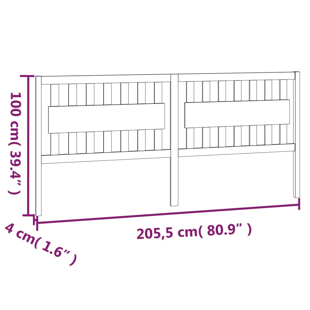 Hoofdbord 205,5x4x100 cm massief grenenhout honingbruin is nu te koop bij PeponiXL, paradijselijk wonen!