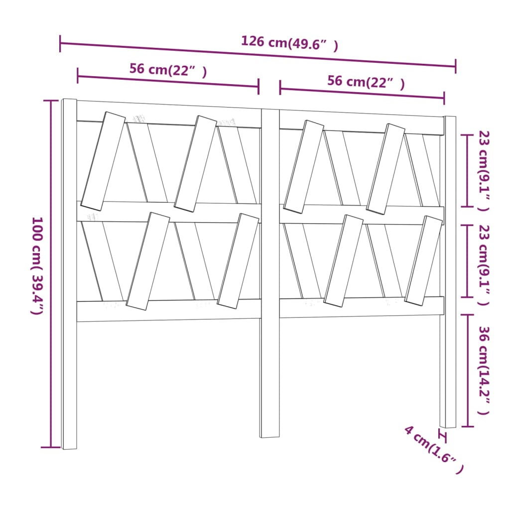 Hoofdbord 126x4x100 cm massief grenenhout is nu te koop bij PeponiXL, paradijselijk wonen!