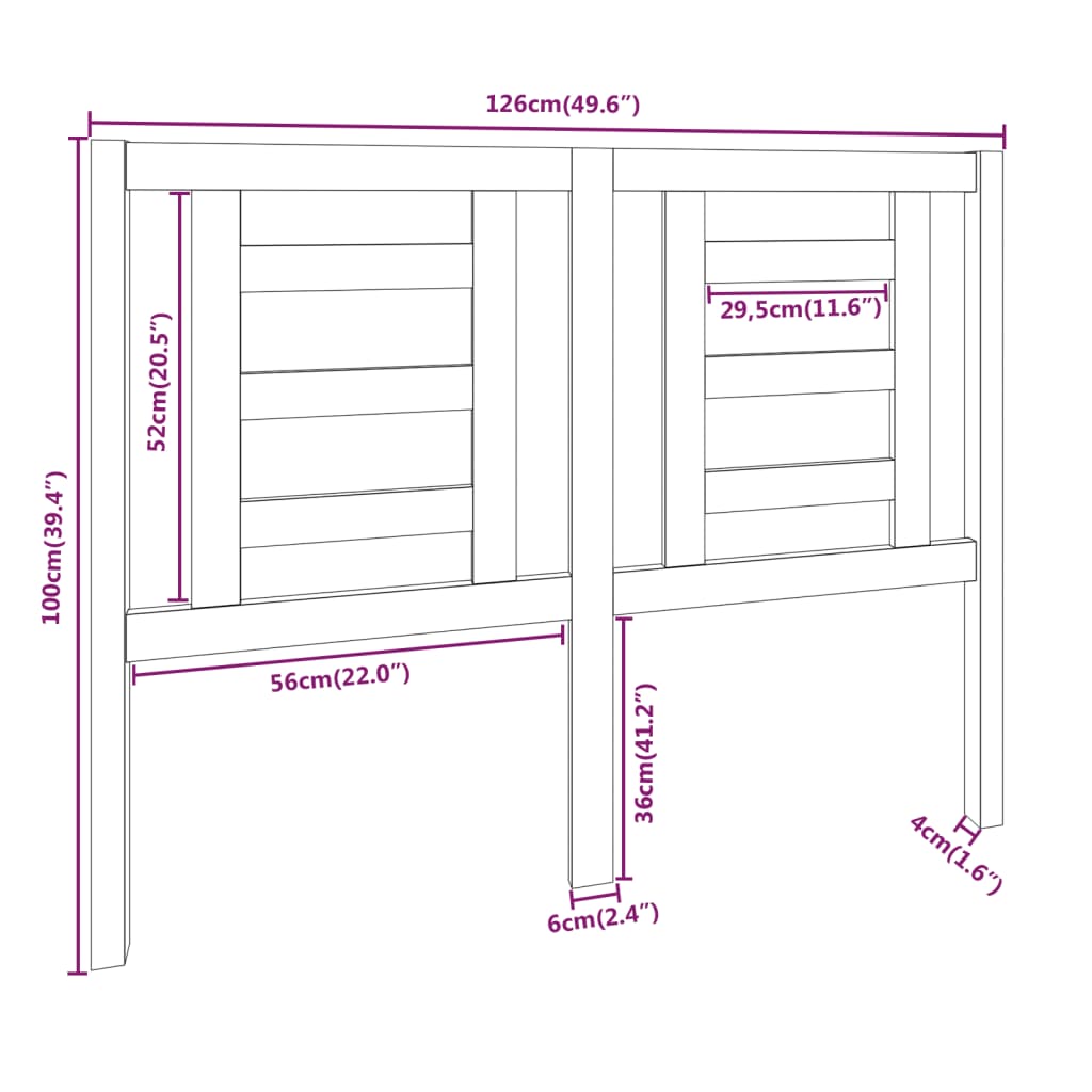 Hoofdbord 126x4x100 cm massief grenenhout is nu te koop bij PeponiXL, paradijselijk wonen!