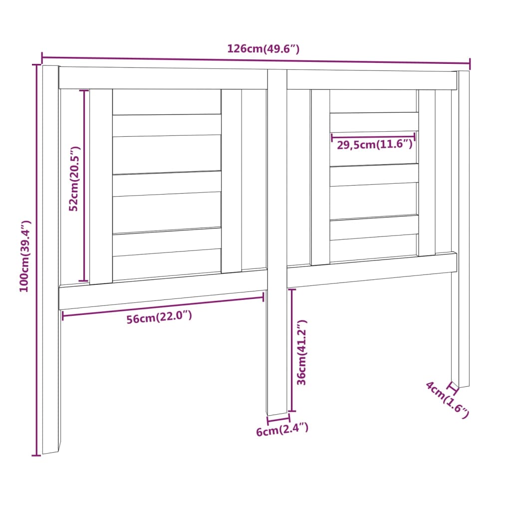 Hoofdbord 126x4x100 cm massief grenenhout zwart is nu te koop bij PeponiXL, paradijselijk wonen!