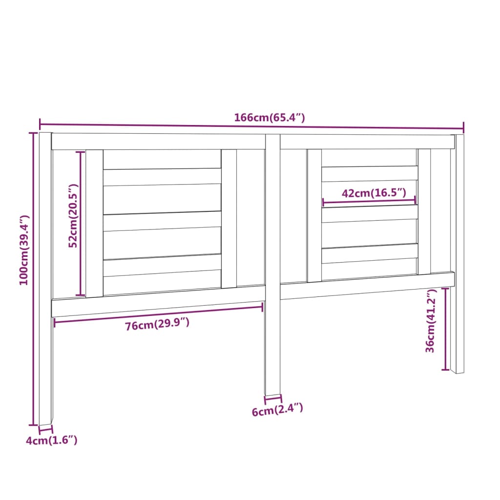 Hoofdbord 166x4x100 cm massief grenenhout is nu te koop bij PeponiXL, paradijselijk wonen!