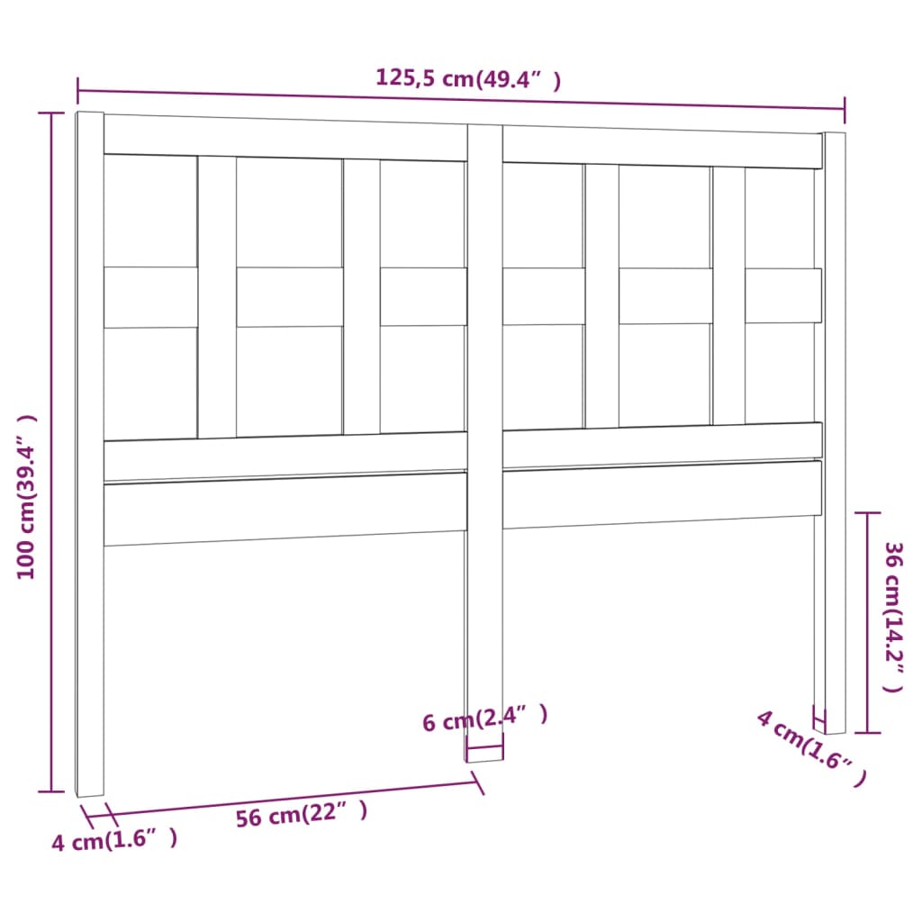 Hoofdbord 125,5x4x100 cm massief grenenhout honingbruin is nu te koop bij PeponiXL, paradijselijk wonen!