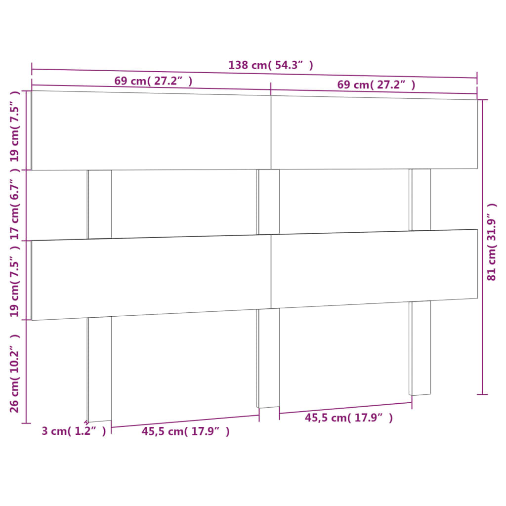 Hoofdbord 138x3x81 cm massief grenenhout grijs is nu te koop bij PeponiXL, paradijselijk wonen!