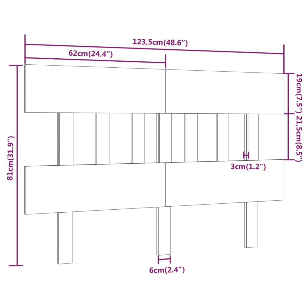 Hoofdbord 123,5x3x81 cm massief grenenhout honingbruin is nu te koop bij PeponiXL, paradijselijk wonen!