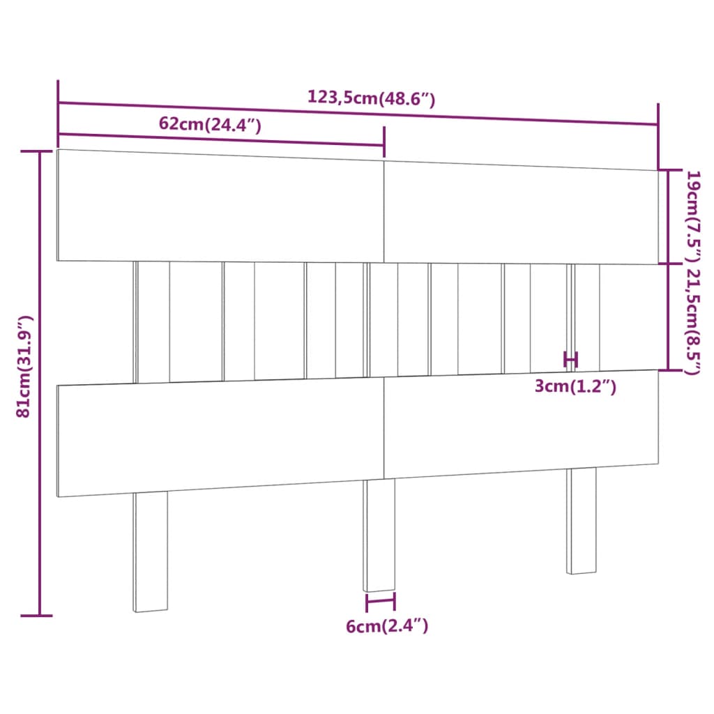 Hoofdbord 123,5x3x81 cm massief grenenhout zwart is nu te koop bij PeponiXL, paradijselijk wonen!
