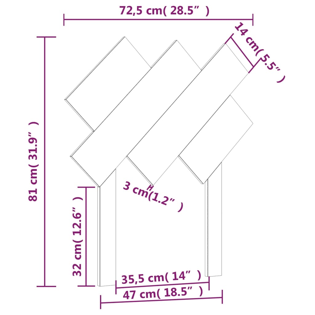 Hoofdbord 72,5x3x81 cm massief grenenhout grijs is nu te koop bij PeponiXL, paradijselijk wonen!