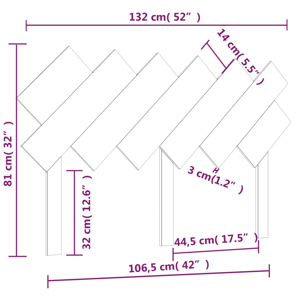 Hoofdbord 132x3x81 cm massief grenenhout is nu te koop bij PeponiXL, paradijselijk wonen!