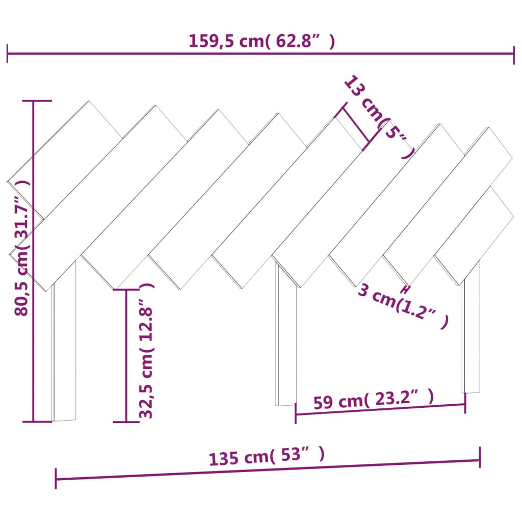 Hoofdbord 159,5x3x80,5 cm massief grenenhout is nu te koop bij PeponiXL, paradijselijk wonen!
