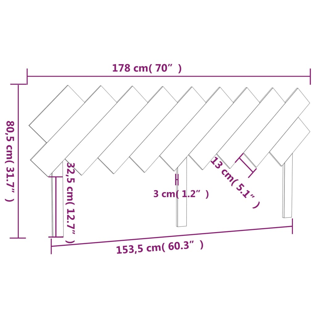 Hoofdbord 178x3x80,5 cm massief grenenhout is nu te koop bij PeponiXL, paradijselijk wonen!