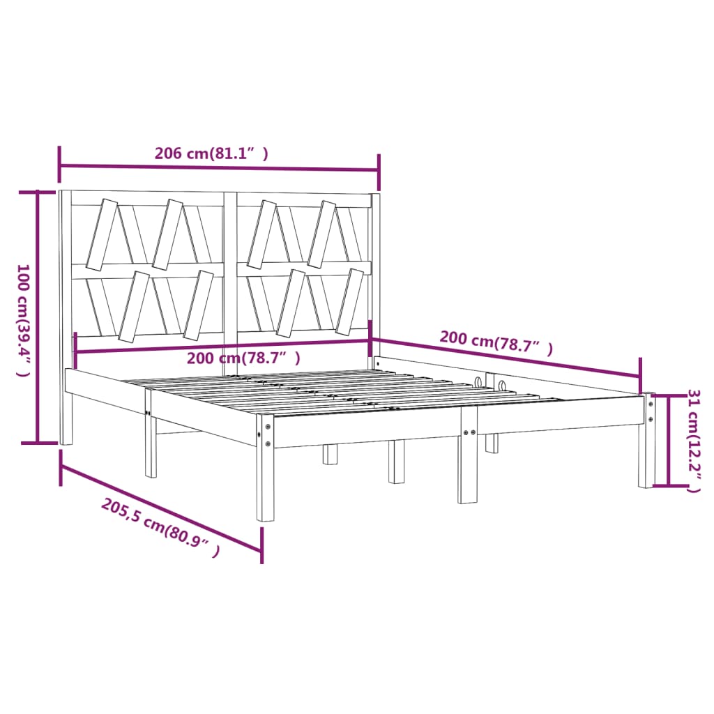 Bedframe massief grenenhout grijs 200x200 cm is nu te koop bij PeponiXL, paradijselijk wonen!