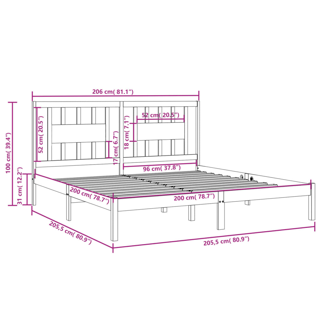 Bedframe massief grenenhout grijs 200x200 cm is nu te koop bij PeponiXL, paradijselijk wonen!