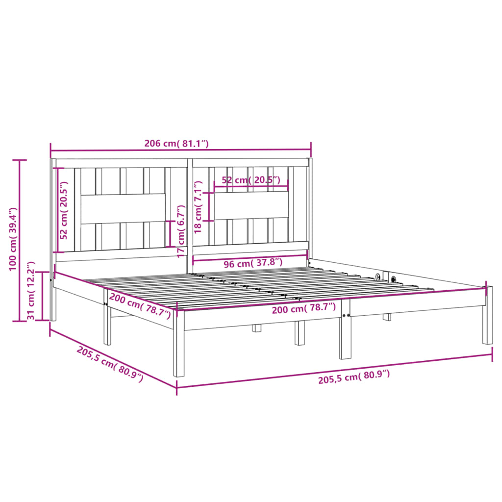 Bedframe massief grenenhout zwart 200x200 cm is nu te koop bij PeponiXL, paradijselijk wonen!