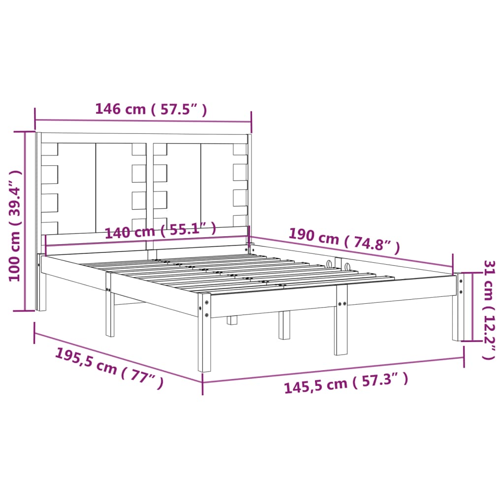 Bedframe massief grenenhout zwart 140x190 cm is nu te koop bij PeponiXL, paradijselijk wonen!