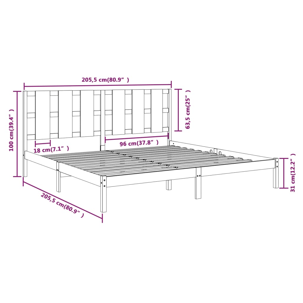Bedframe massief grenenhout zwart 200x200 cm is nu te koop bij PeponiXL, paradijselijk wonen!