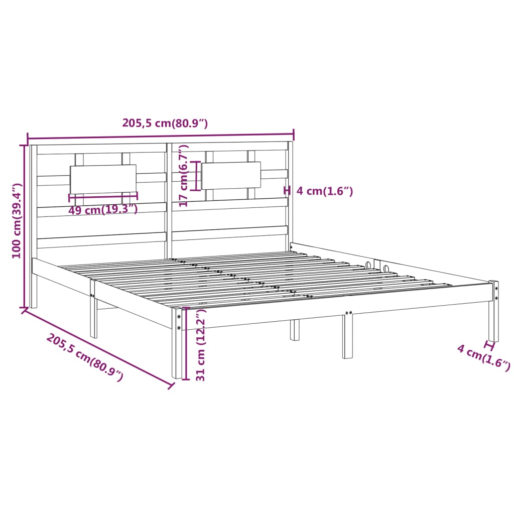 Bedframe massief hout honingbruin 200x200 cm is nu te koop bij PeponiXL, paradijselijk wonen!
