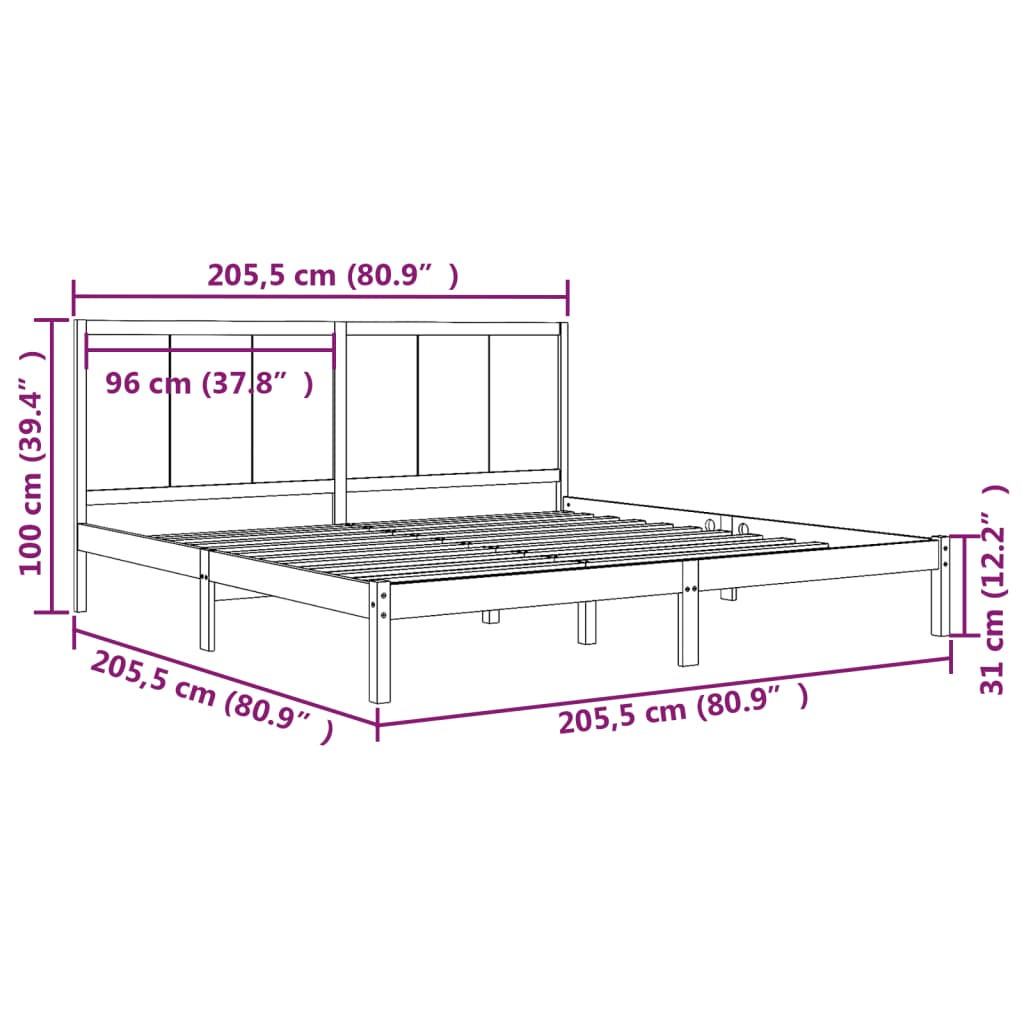 Bedframe massief grenenhout honingbruin 200x200 cm is nu te koop bij PeponiXL, paradijselijk wonen!