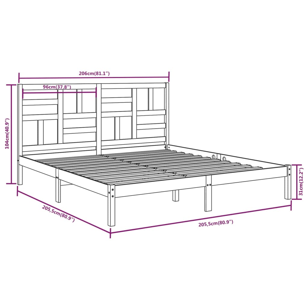 Bedframe massief hout wit 200x200 cm is nu te koop bij PeponiXL, paradijselijk wonen!