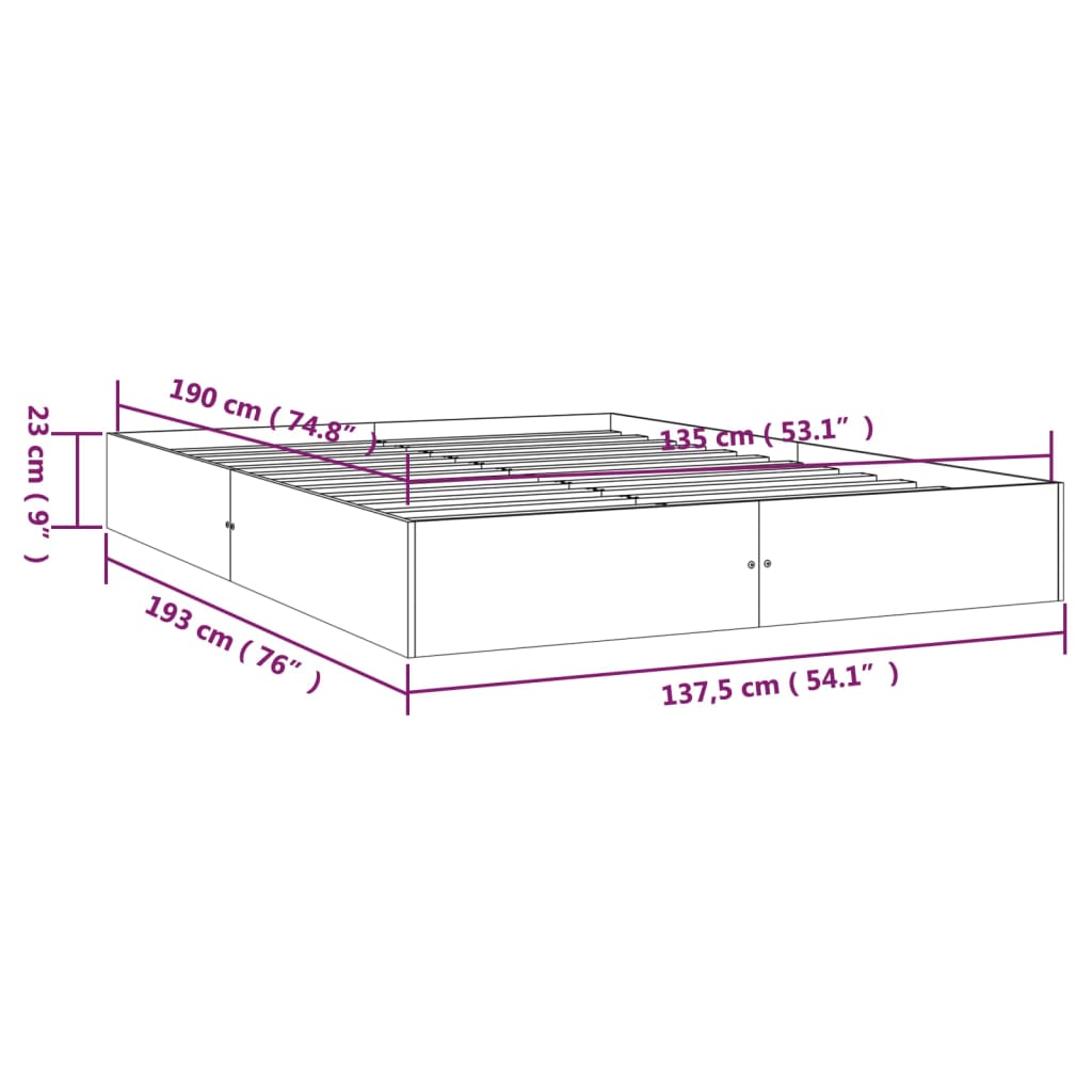 Bedframe massief hout 135x190 cm is nu te koop bij PeponiXL, paradijselijk wonen!