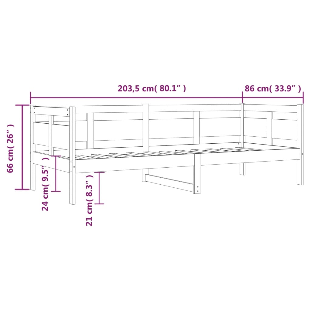 Slaapbank massief grenenhout honingbruin 80x200 cm is nu te koop bij PeponiXL, paradijselijk wonen!
