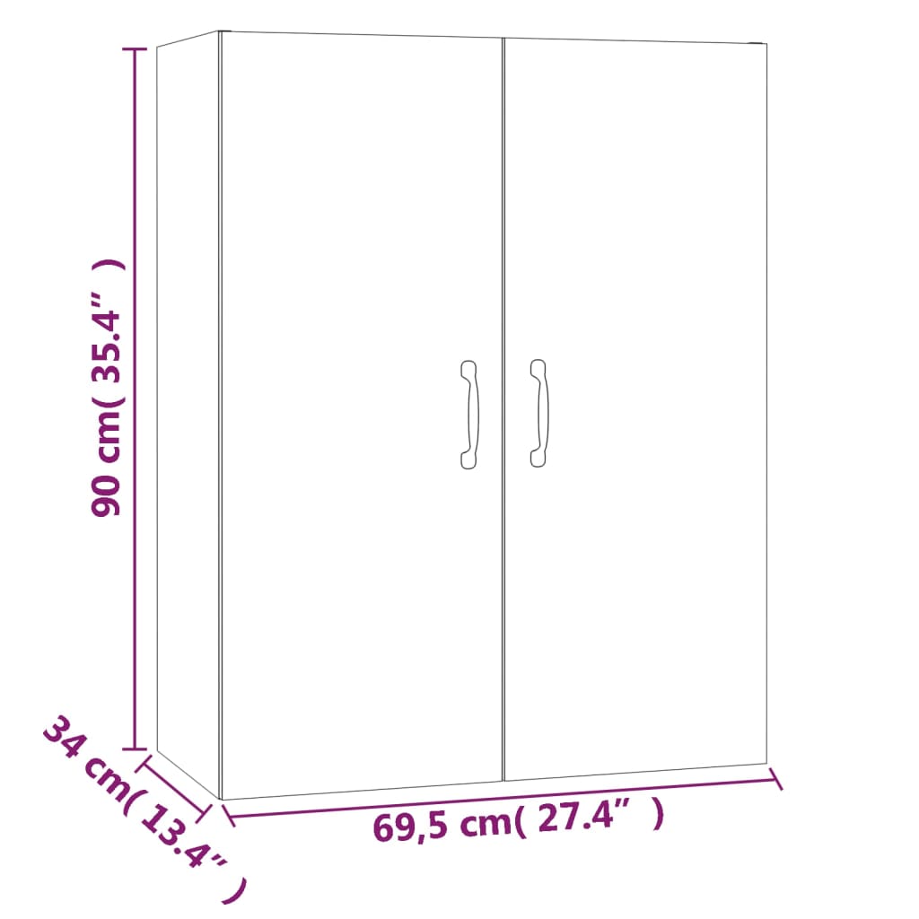 Hangkast 69,5x34x90 cm bewerkt hout betongrijs is nu te koop bij PeponiXL, paradijselijk wonen!
