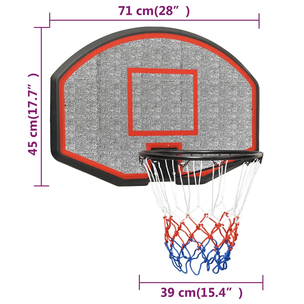 Basketbalbord 71x45x2 cm polyetheen zwart is nu te koop bij PeponiXL, paradijselijk wonen!