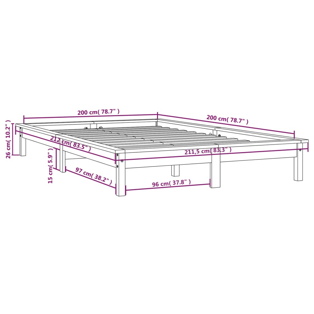 Bedframe massief grenenhout grijs 200x200 cm is nu te koop bij PeponiXL, paradijselijk wonen!