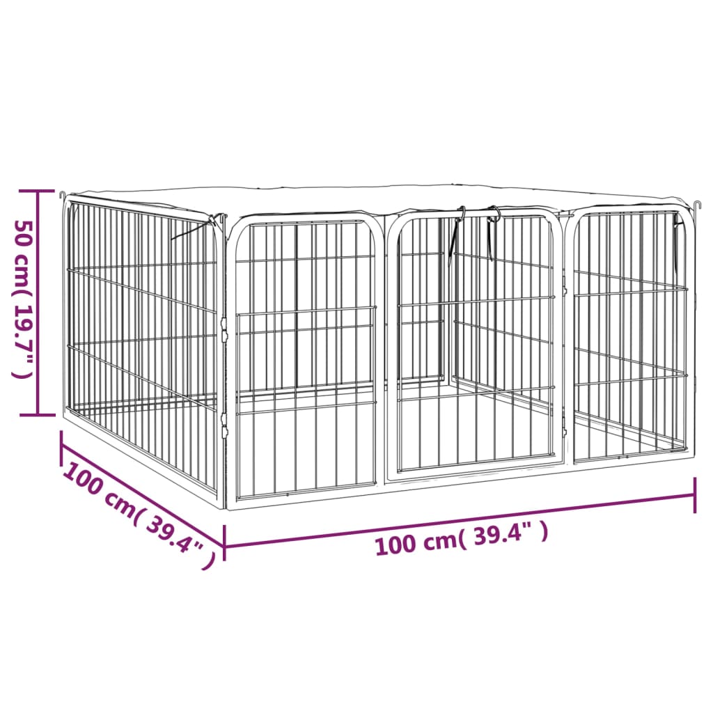 Hondenkennel 4 panelen 100x50 cm gepoedercoat staal zwart is nu te koop bij PeponiXL, paradijselijk wonen!