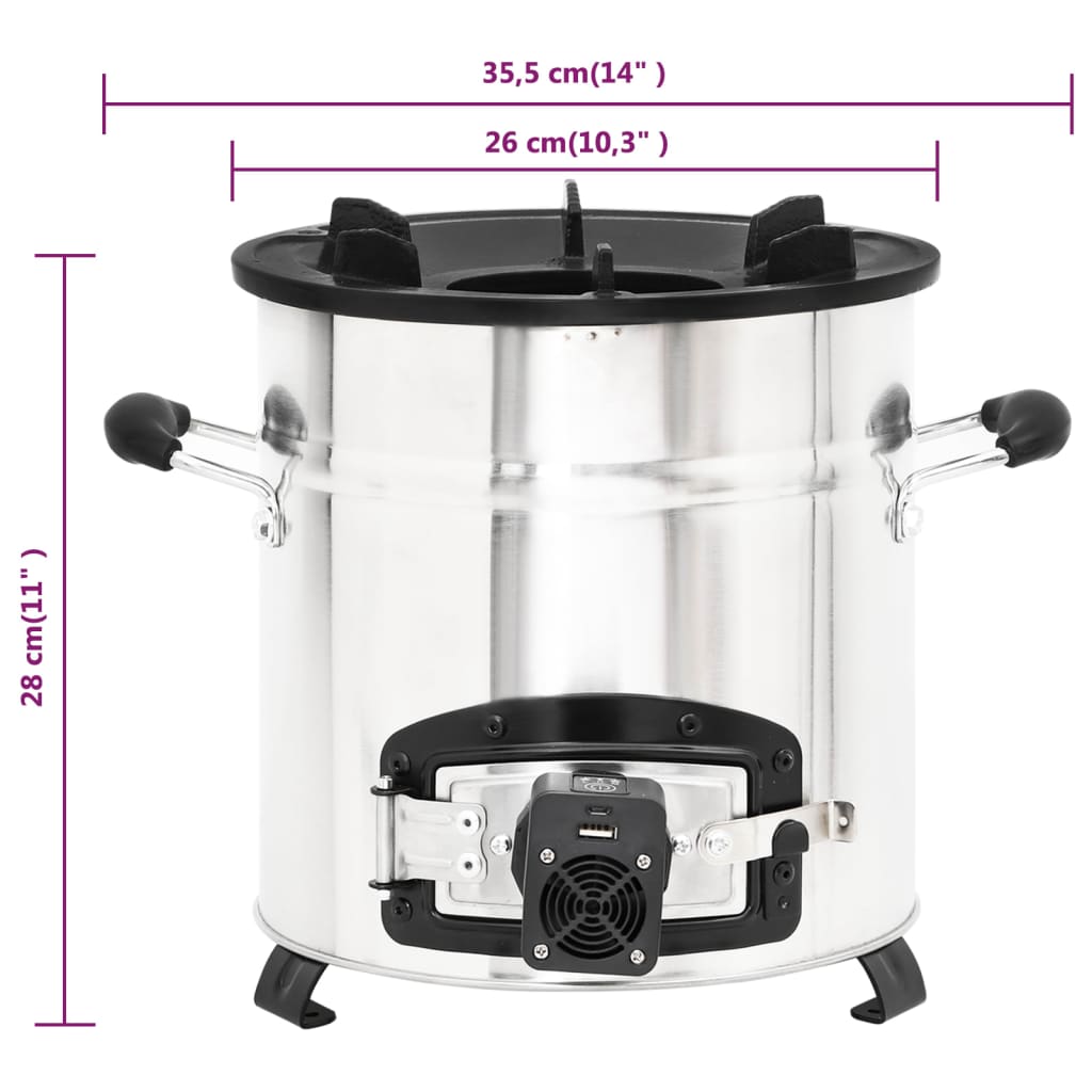 Houtkachel met USB-ventilator 35,5x26x28 cm roestvrijstaal is nu te koop bij PeponiXL, paradijselijk wonen!