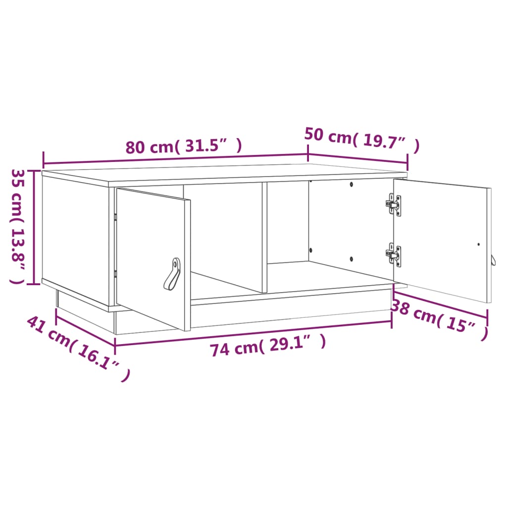 Salontafel 80x50x35 cm massief grenenhout is nu te koop bij PeponiXL, paradijselijk wonen!