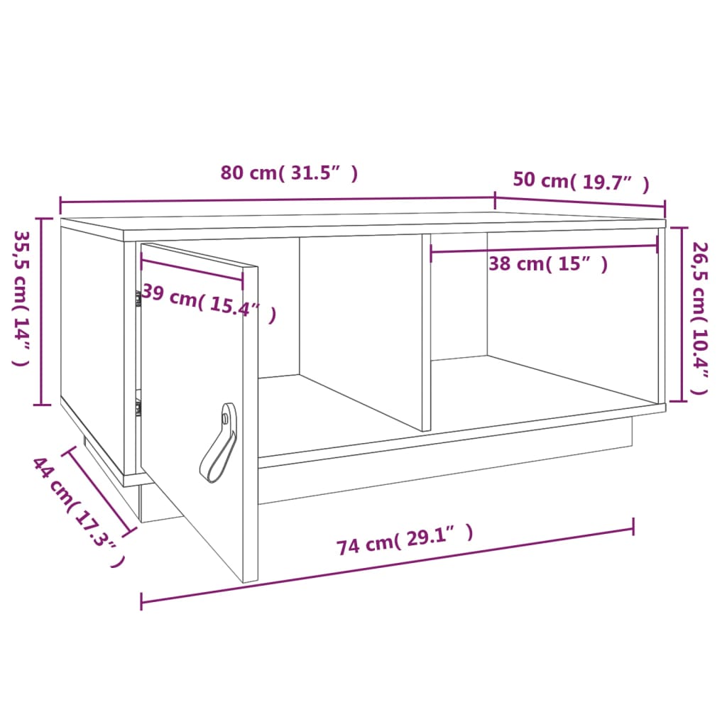 Salontafel 80x50x35,5 cm massief grenenhout grijs is nu te koop bij PeponiXL, paradijselijk wonen!